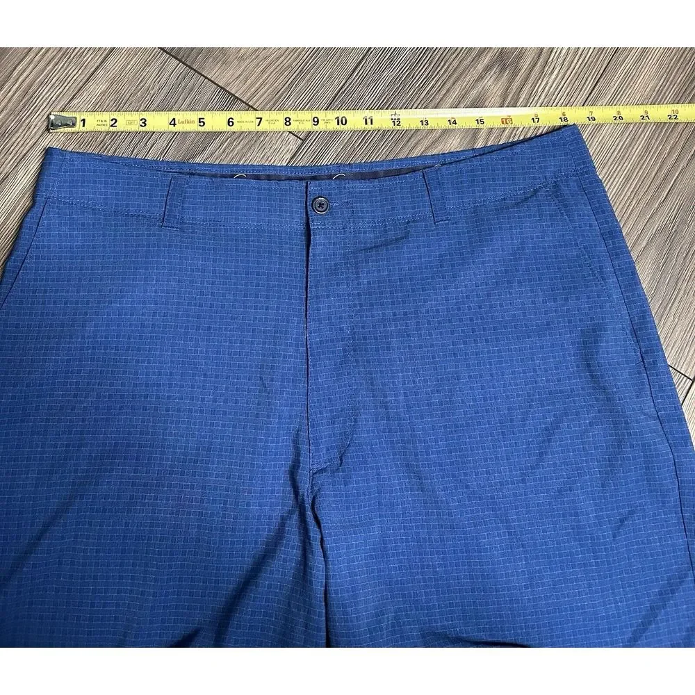 Jack Nicklaus‎ Golf Shorts Mens 36 Blue Check Stretch Tech Fabric Golden Bear